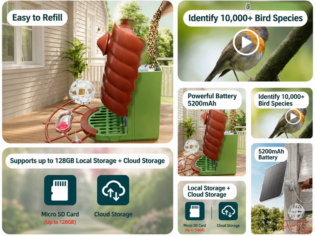 Solar-powered smart bird feeder